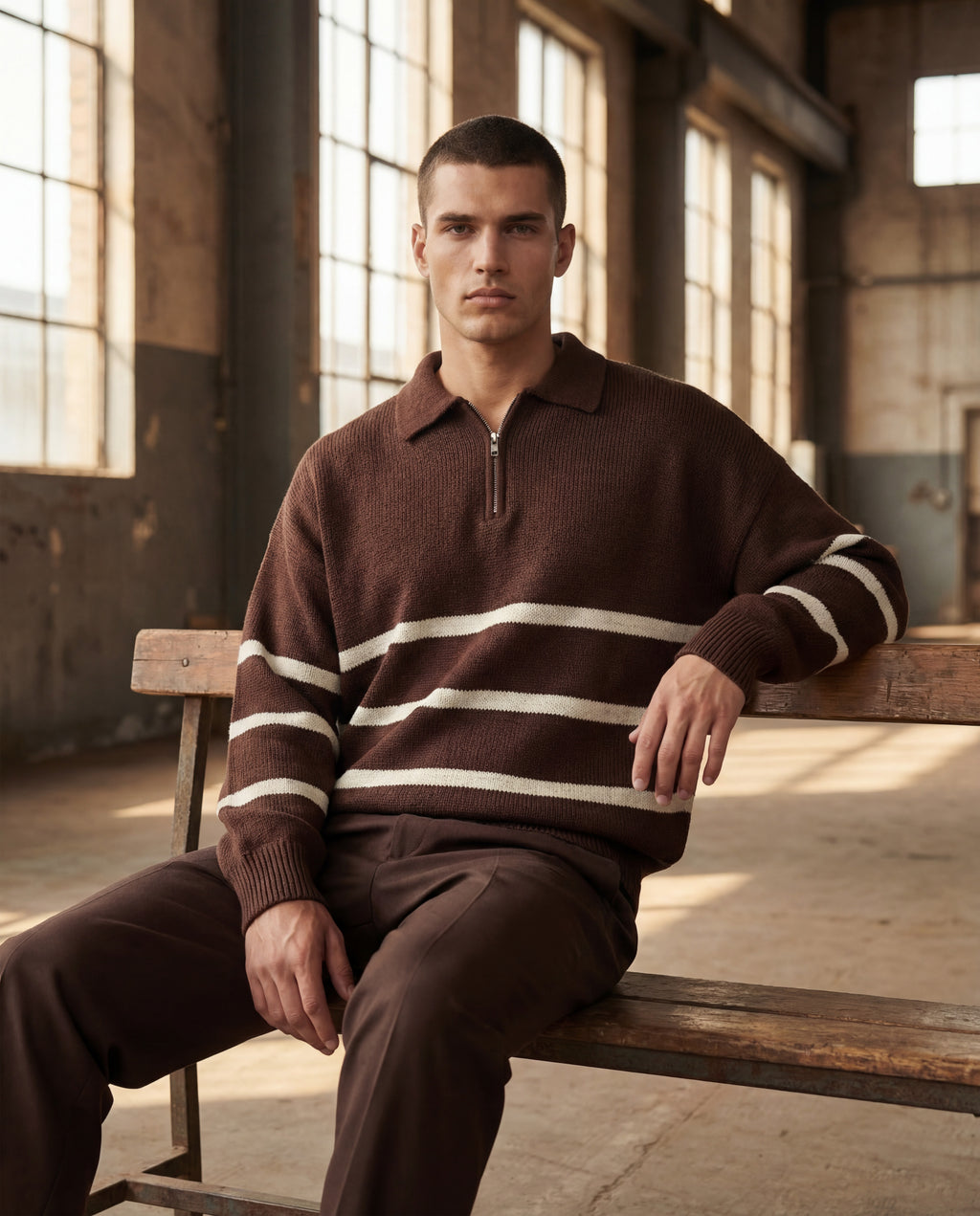 El-Haj Old-money striped sweater - Brown